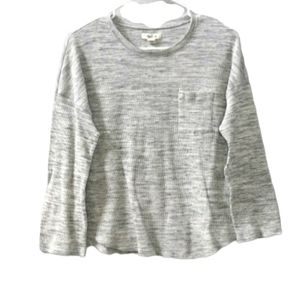 Madewell Gray & White Pocket Bellsleeve Sweater
